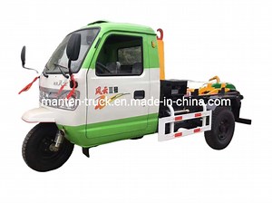 [Hot Item] Mini Diesel Engine 3 Wheelers Hook Lift Garbage Truck, 2000 Liters Dust Bin Hook Lift Garbage Truck Tender Price for Sale