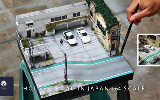 【佳作欣赏】[戳本视频介绍查看更多信息]1比64车模街边停车场小场景模型制作