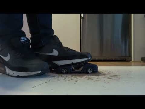Nike Air Max 90 stomp, trample and destroy Ferrari model toy car