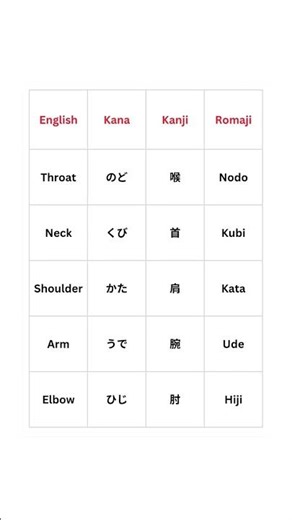 Learn Japanese Body Parts Vocabulary in Nepali