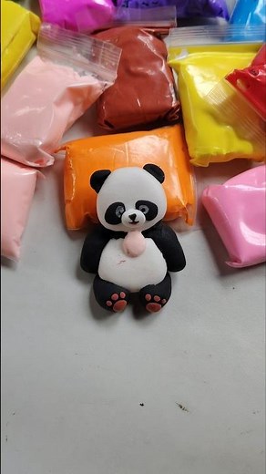 How to make panda very easily with clay🐼 #youtubeshorts #viralshorts #diy