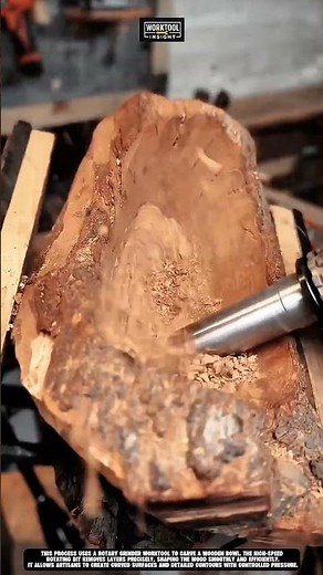 Carving wooden bowl using Worktool rotary grinder