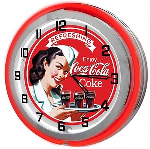 Vintage Diner Red Neon Clock: Retro Restaurant Wall Decor (19") - Etsy