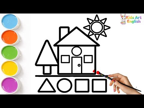 "How to Draw a Cute Hut for Beginners | Step by Step Shapes Drawing for Kids" #KidsArtEnglish
