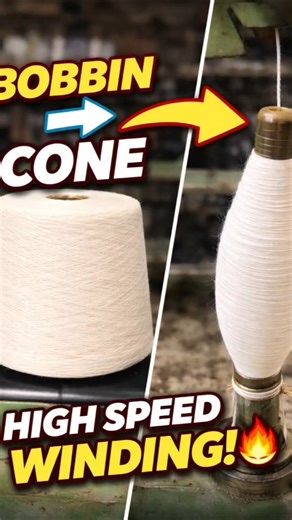How Bobbin Turns Into Cone 😱 High Speed Winding # shorts