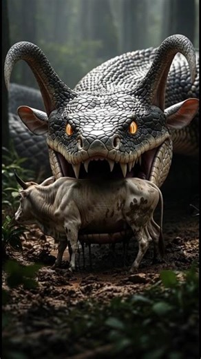 Giant Snake Swallows a Cow 😱 | Nature’s Most Shocking Moment #Shorts #GiantSnake #Wildlife #shorts