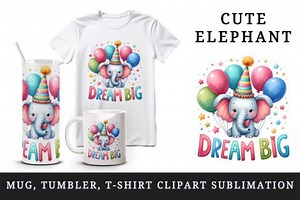Cute Elephant Dream Big Digital Download PNG File.wraparound 11oz Mug Design Tumbler Travel Coffee Cup Instant Download Kids Cup POD Ready - Etsy
