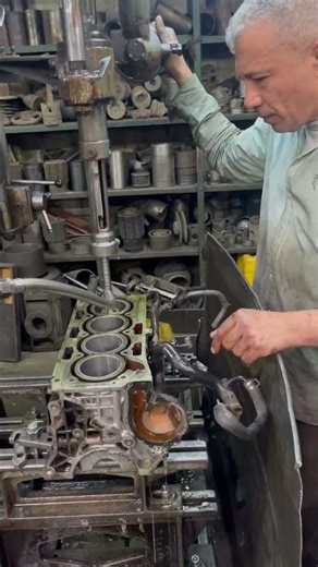 Engine block repair specialist at work 🛠️ #engine