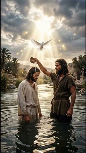 The Spirit Descends Like a Dove: John baptises Jesus. #bible #jesus #heisrisen #baptism #holyspirit