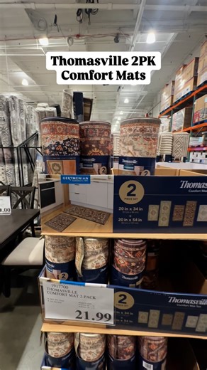 ✨ Thomasville Comfort Mat 2-Pack are perfect for making time in the kitchen or laundry room easier! • 🛋️ 100% PVC foam for cushioned comfort • 🚫 Anti-slip backing to keep them in place • 📏 Includes one 20” x 34” accent mat one 20” x 54” runner 💲 The whole set is just $21.99 in-warehouse for both mats! Don’t forget to FOLLOW for more daily Costco finds! #costcofinds #costcohaul #costcodeals #costcoshopping #costcobuys #costcohome #costcokitchen #costcoessentials #cozynests | Cozy Nests