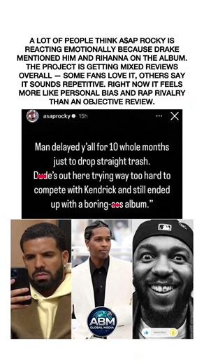A$AP Rocky Fires Back at Drake? Fans Call the Album Trash #asaprocky #drake #rihanna