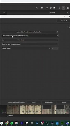 Exporting textures from Substance Painter to Unity HDRP Diffuse, Mask (Metal, Smoothness, AO), Norm