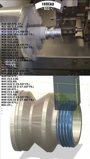 Threading on the CNC Lathe Machine with G32 code, Touch of Precision, Automatic Production, Training