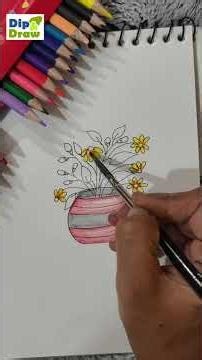 let's paint with watercolour pencils #watercolor #painting #flower pot #artwork #flowerpot painting