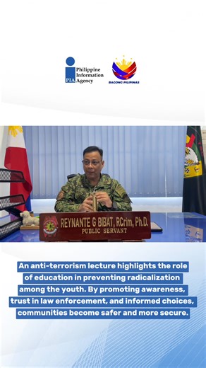 WATCH | Promoting Awareness and Peace Among the Youth Building a safer and more resilient community begins with awareness, education, and informed action. On January 28, 2026, Police Major Reynante Bibat leads an anti-terrorism lecture that equips the youth with essential knowledge on security, critical thinking, and the importance of choosing peace over violence. In his discussion, Major Bibat underscores how anti-terrorism education fosters safety, vigilance, and responsible decision-making. H