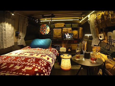Stealth Car Camping in Cold Rain｜Relaxing alone in a gorgeous car｜Vanlife｜ASMR