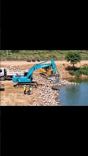 Truck Recovery with Excavator Power in Action#RescueExcavator#TruckRecovery#HeavyMachineryAction