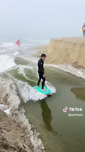 Endless Surfable Waves as a River Breaks Open into the Ocean