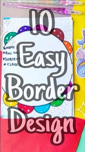 Quick & Cute Notebook Borders: 10 Simple Ideas | Front Page Idea| Project Border design #shorts