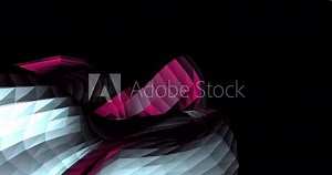 Abstract futuristic background with polygon in loop animation. Cyberpunk colors in black background with smooth fast movement. Future technology background polymorph element as Artificial Intelligence