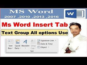 ms word insert tab text group | microsoft word text group | how to use insert tab text group in word