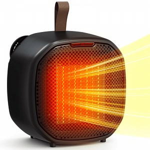 Moifoi Space Heater, 750 W/1500 W Electric Ceramic Heater with Tip-Over Protection & Overheating, Portable Small Heater for Indoor Use, Adjustable Thermostat for Home, Office, Black