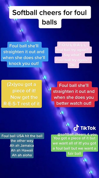 Softball cheers for foul balls!#fypシ#foulball#softball#softballcheers @Led Video thanks for the backround video!