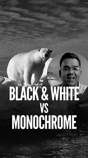 2.4K views · 21 reactions | Are you confusing Black and White with Monochrome? There’s a crucial difference! Don't get caught up in the technical confusion. Learn why Black and White is a specific, high-contrast style that focuses on shades of grey, while Monochrome can include other single color tones (like blue or sepia). Upgrade your editing skills and create timeless B&W photos. #ToeholdPhotoTravel | Toehold Photography | Facebook
