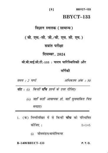 BBYCT - 133 December 2024 Question Paper