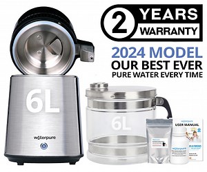 6 Litre Stainless Steel Water Distiller with 6 Litre Glass Collection Jug