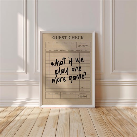 Guest Check Gamer Wall Art Instant Download, "what If We Play One More Game?" - Etsy