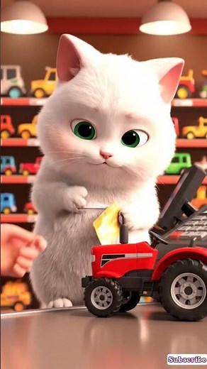 Cat's Toy Tractor SMASHED 🚛 The REAL One ARRIVES ❤️ #shorts #funny #cat #cute #animals #comedy