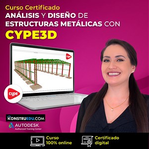 En este curso aprenderás a dominar CYPE3D, un software de cálculo, análisis y diseño de estructuras de tres dimensiones como barras de acero, hormigón, entre otras con enfoque BIM. CYPE3D es muy requerido por profesionales de la ingeniería estructural, por su agilidad, eficacia y facilidad para obtener planos y listados de obra . Al finalizar el curso serás capaz de entender y desenvolverse con destreza en el proceso de modelamiento, análisis y diseño de estructuras metálicas con el software CYP