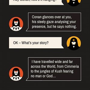 1.1K views · 27 reactions | Join Conan and embark on a unique quest to carve out your names into the tapestry of history. Your choices and everything you say will shape your story in the Tavern of Treachery text adventure! Play now: https://conan.com/tavern-of-treachery/ | Conan Exiles | Facebook