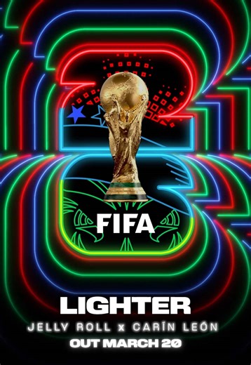 The first song of the Official FIFA World Cup 2026™ Album, Lighter, by @Jelly Roll and @Carin Leon drops this Friday. Pre-Save now.