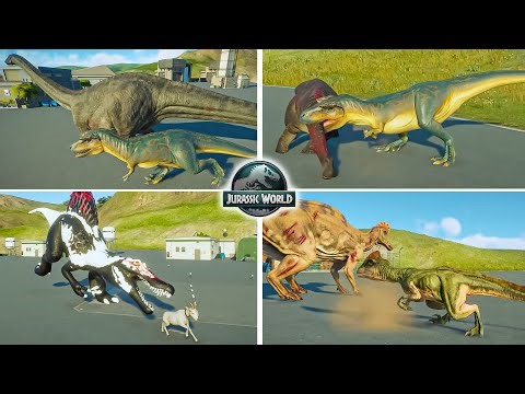 TYRANNOSAURUS REX vs ALL LARGE HERBIVORE & CARNIVORE - Jurassic World Evolution 3
