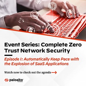 14 reactions | Don’t miss the panel discussions, demos, and live Q&A at our Zero Trust security series. In Episode 1, you’ll meet the product experts and get to know our SaaS Security solution, the industry’s first integrated CASB. Register now for the event! https://bit.ly/2T8CXrY #SecuredByPANW | Palo Alto Networks | Facebook