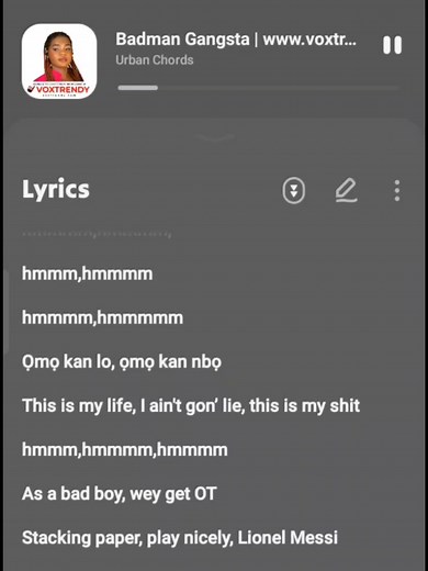 Badman Gangsta Urban Chords Lyrics