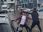 Shocking moment thugs come to blows in heated road rage fight