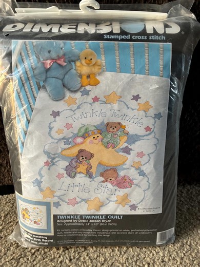 Dimensions "twinkle Twinkle" Stamped Cross Stitch Quilt Kit - Etsy