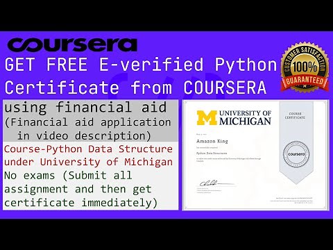 Get free python E-verified certificate from Coursera(Using financial aid )