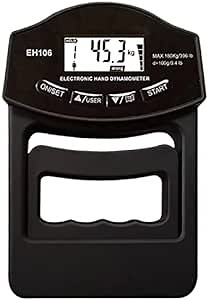 Hand Dynamometer Grip Strength Trainer Measurement Meter - Digital Gripper Strengthener Tester Exerciser for Forearm Training Crossfit Weightlifting Finger Power - Capacity 397 Lb / 180 Kg (Black-N1)