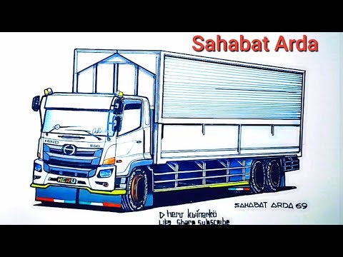 Truk Sahabat Arda, cara Menggambar Truk Hino 500#herukwinarko