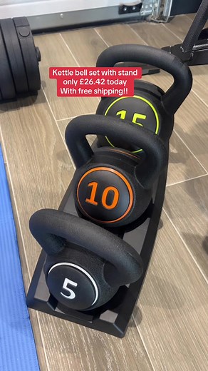Set of 3 kettle bells only £26.42 today with free shipping!! Home gym equipment set!! Very good quality #homegym #gymequipment #kettlebell #weights #tiktokmademebuyit