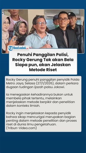 Penuhi Panggilan Polisi, Rocky Gerung Tak akan Bela Siapa pun, akan Jelaskan Metode Riset Saja