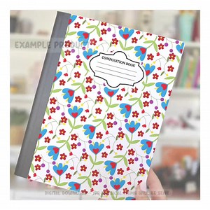 Floral Composition Notebook Cover PNG: Printable Back to School Design (6.9x10") - Etsy