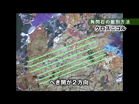 偏光顕微鏡による造岩鉱物の同定ポイント：角閃石
