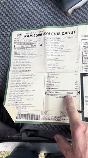 Vintage window sticker dodge 1500