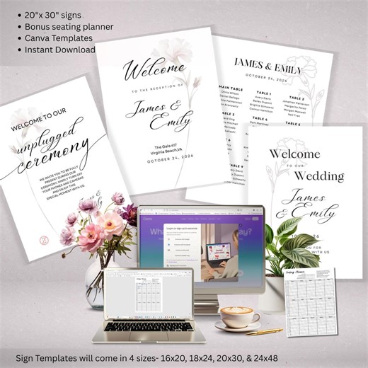 Editable Wedding Welcome Sign Templates | Seating Chart, Planner (digital Download) - Etsy
