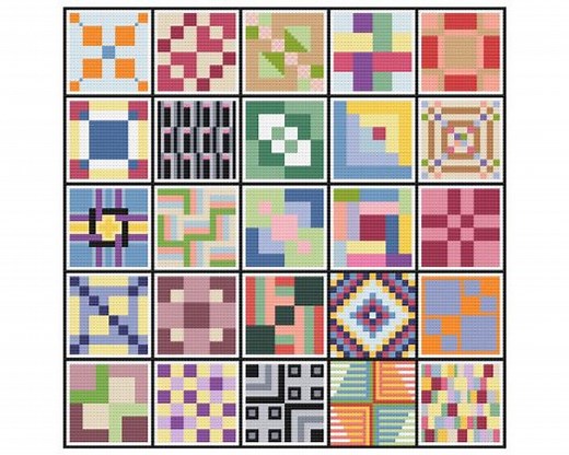 Easy Quilt Blocks Cross Stitch Pattern: 25 Traditional/modern Designs - PDF Pattern - Etsy